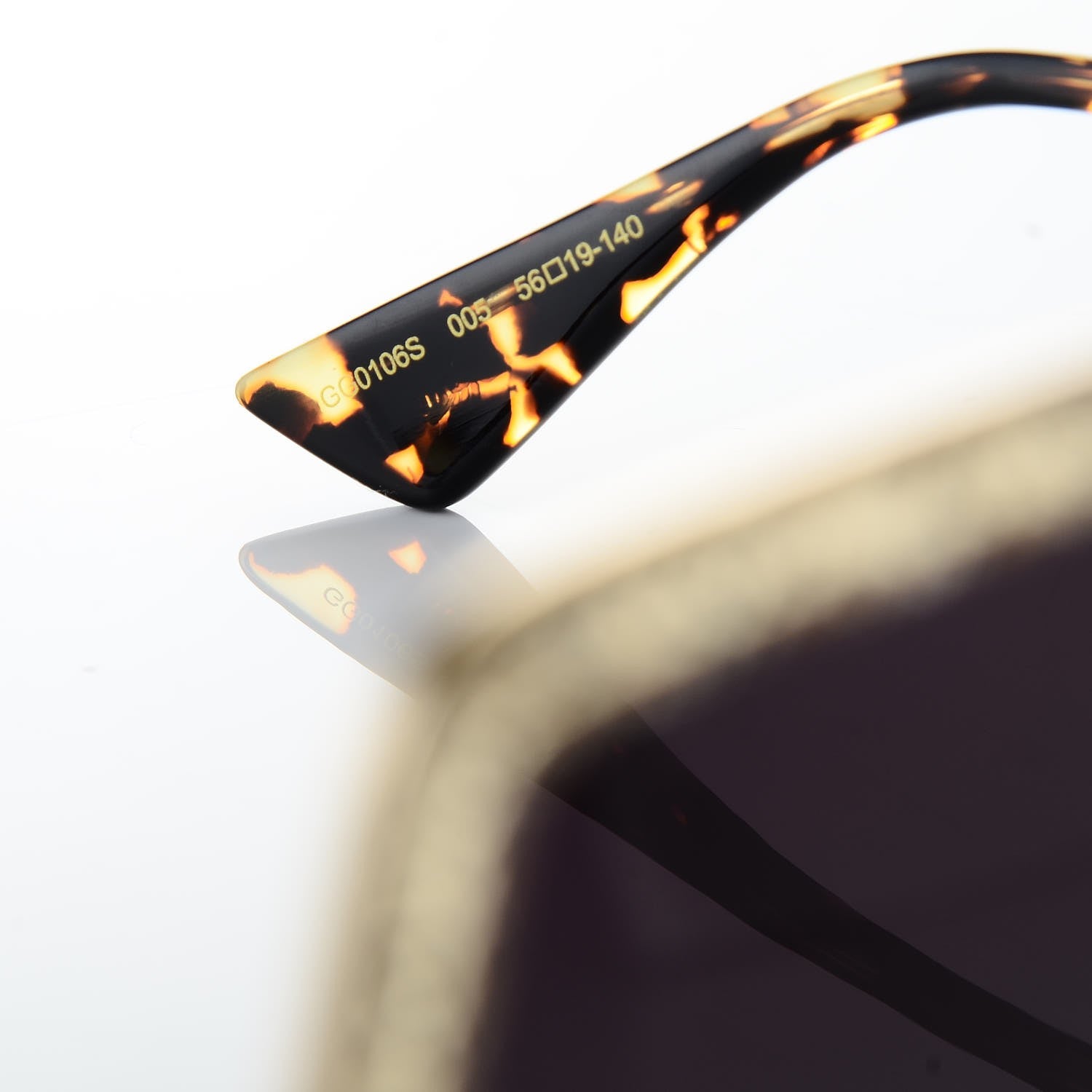 Gucci Glitter Acetate Oversize Square Frame Sunglasses GG0106S Gold 5 of 7