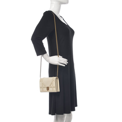 Christian Dior Calfskin Studded Diorama Wallet on Chain Pouch Off White 2 of 10