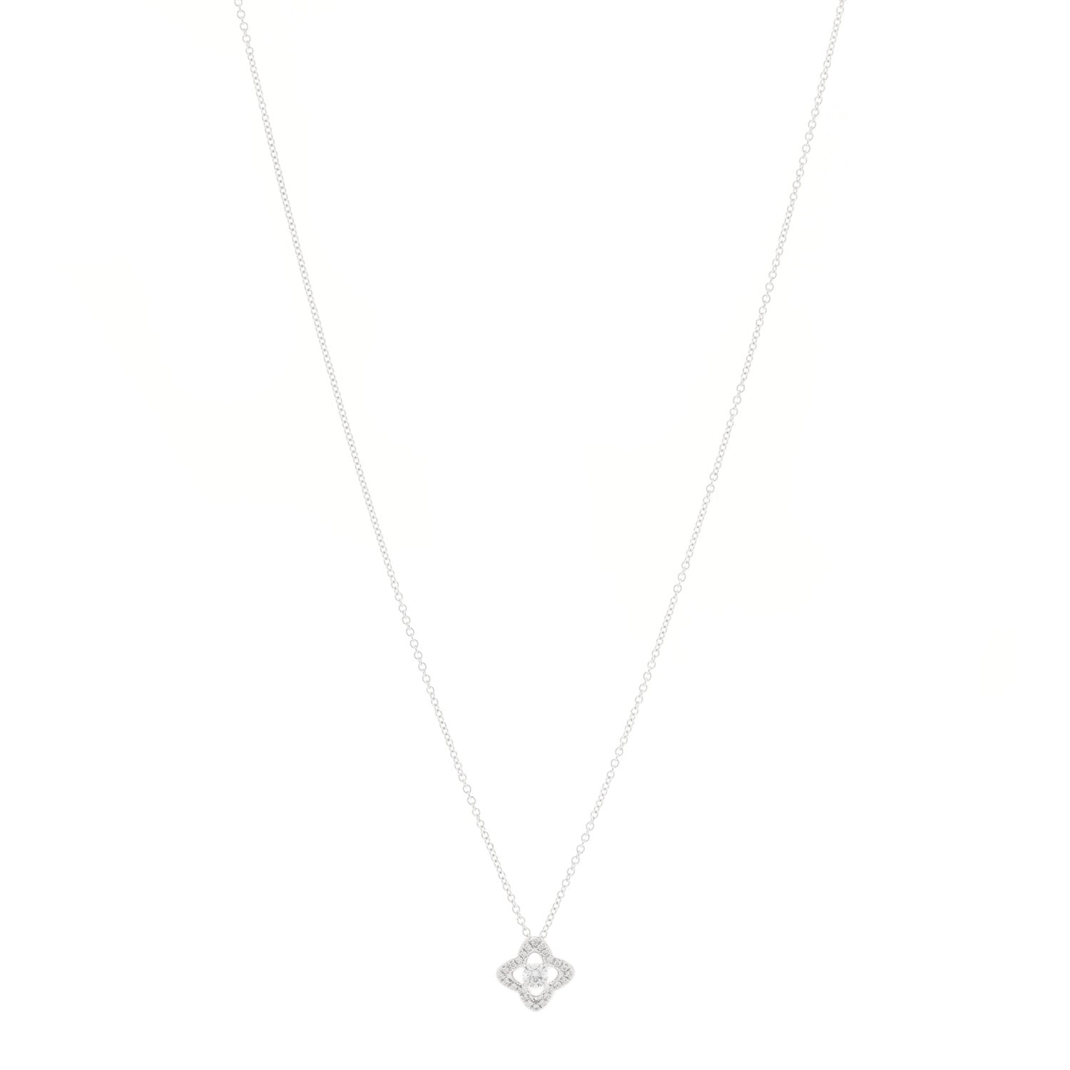 David Yurman 18K White Gold Diamond Venetian Quatrefoil Pendant Necklace 1 of 3