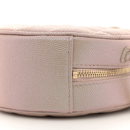 Chanel Iridescent Caviar Resin Quilted Round Clutch With Chain Beige 10 of 11