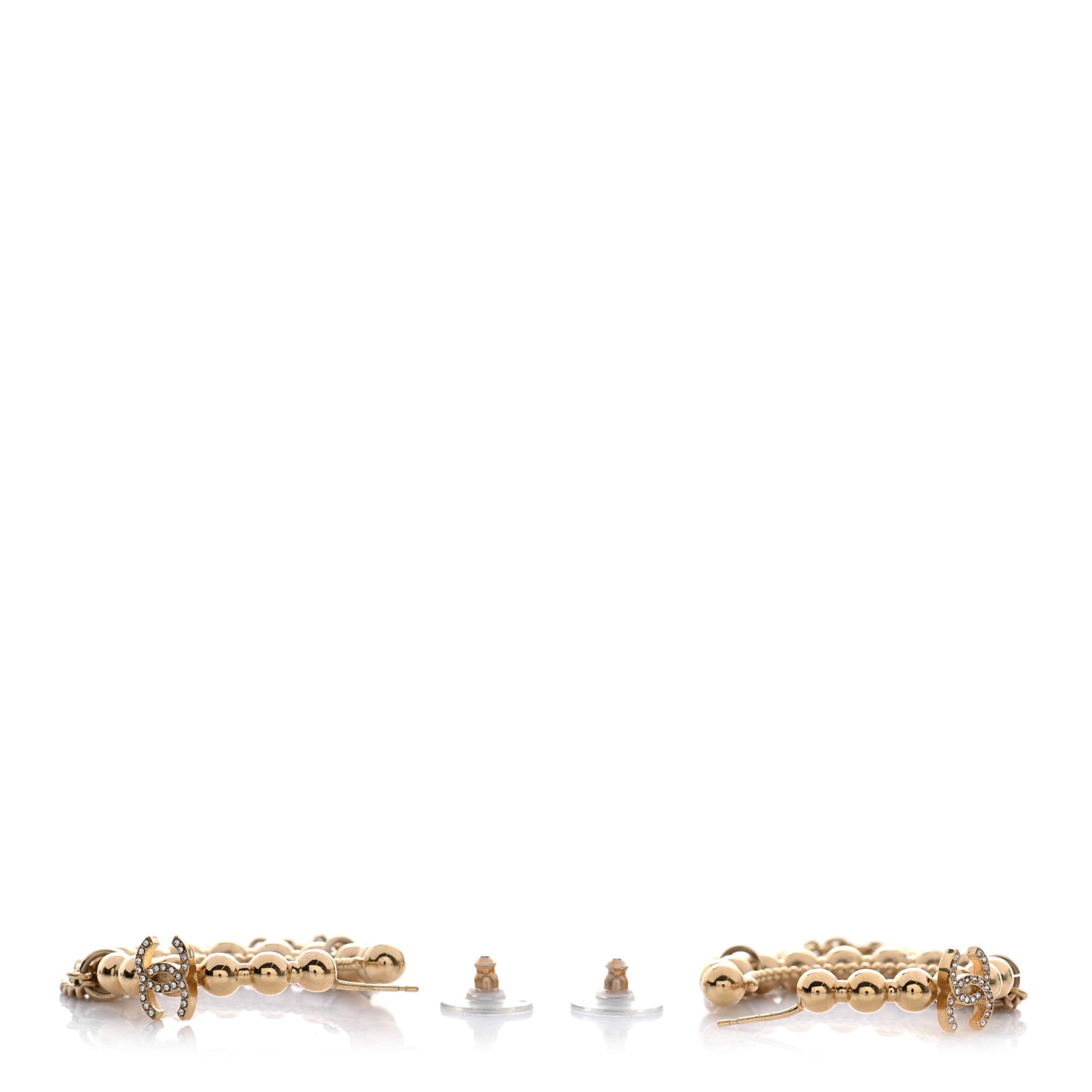 Metal Bead Round CC Hoop Earrings Gold