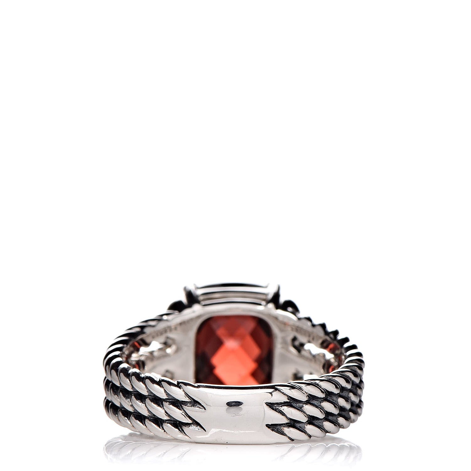 David Yurman Sterling Silver Diamond Garnet 10mm Petite Wheaton Ring 50 5.5 4 of 6