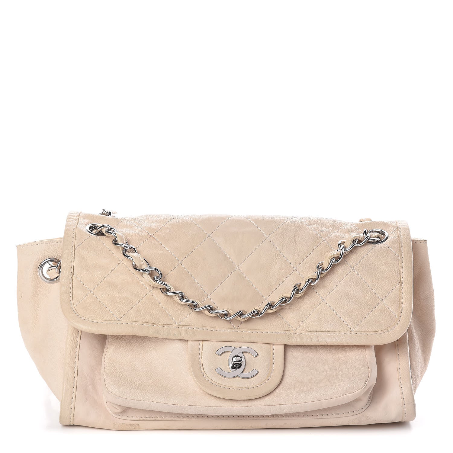 Chanel Calfskin Quilted Flap Shoulder Bag Light Beige 1 of 11