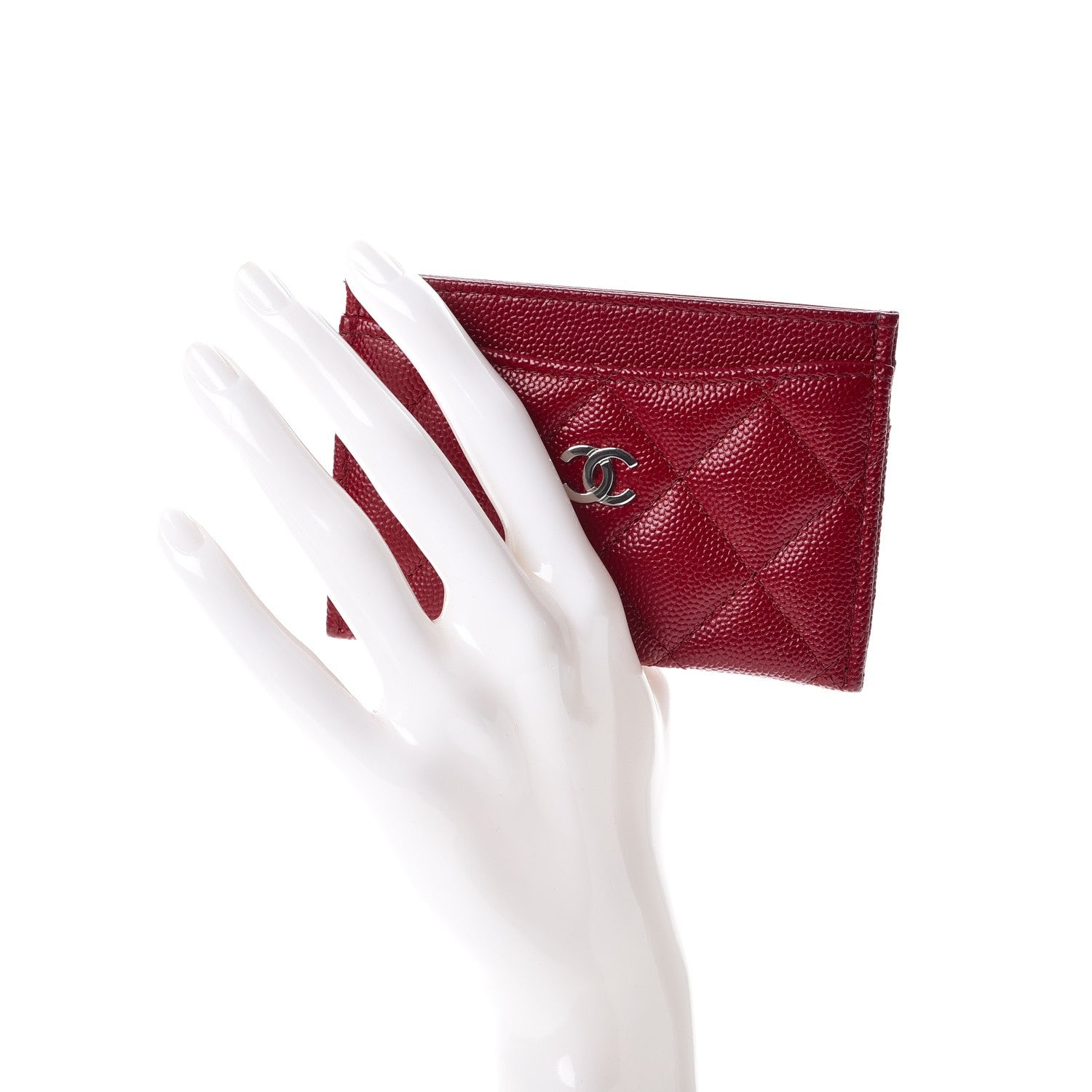 Chanel Caviar Quilted Card Holder Dark Red 2 of 9