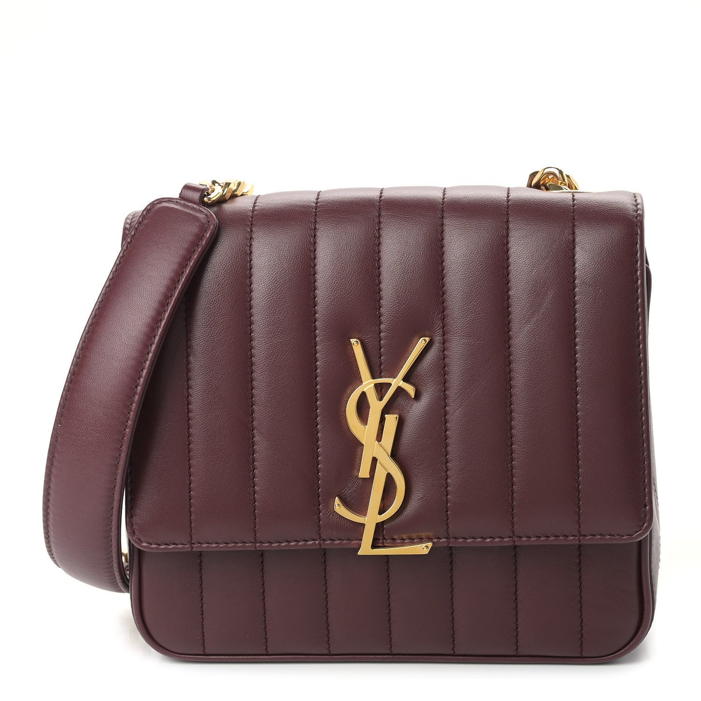 Lambskin Matelasse Monogram Medium Vicky Chain Bag Dark Legion Red