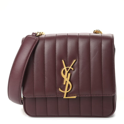 Saint Laurent Lambskin Matelasse Monogram Medium Vicky Chain Bag Dark Legion Red 1 of 9