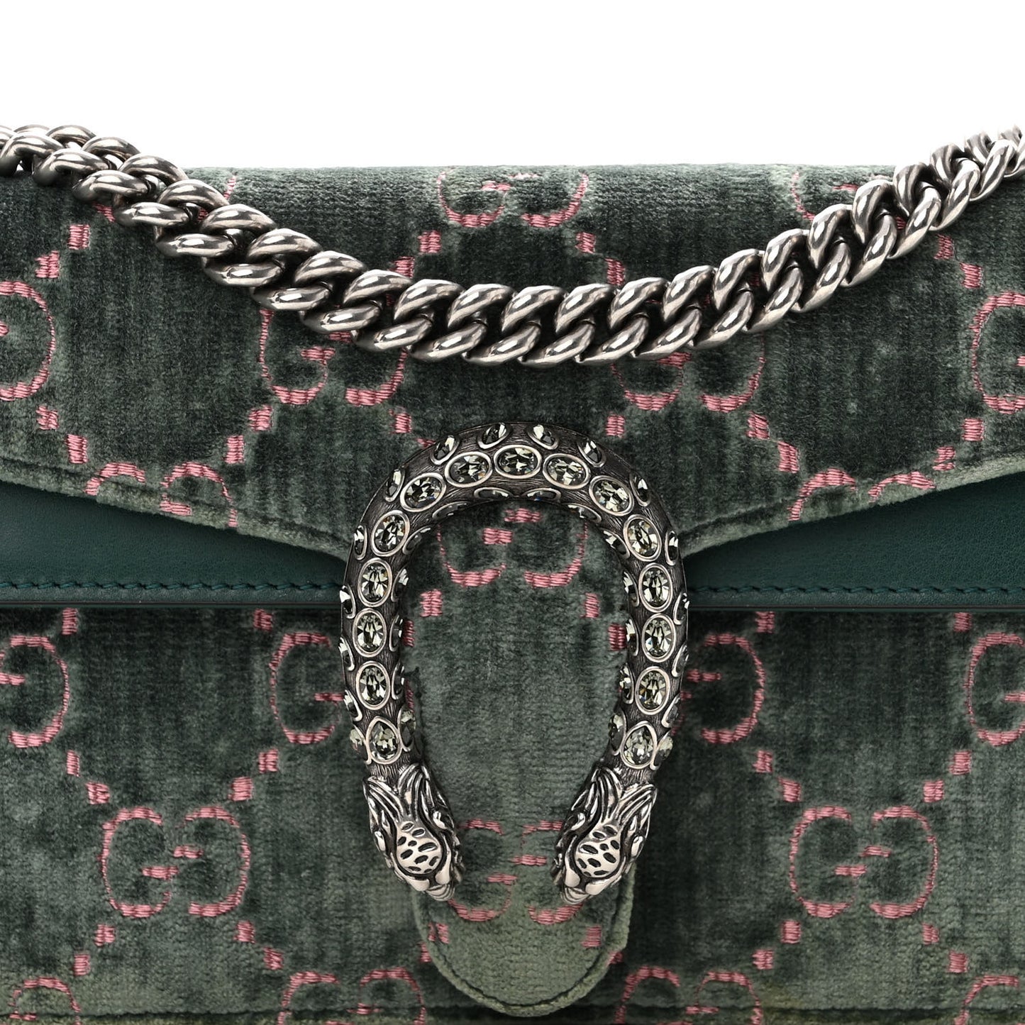 Velvet Moon Calfskin Crystal GG Monogram Small Dionysus Shoulder Bag Avio Dusty Pink Black Diamond
