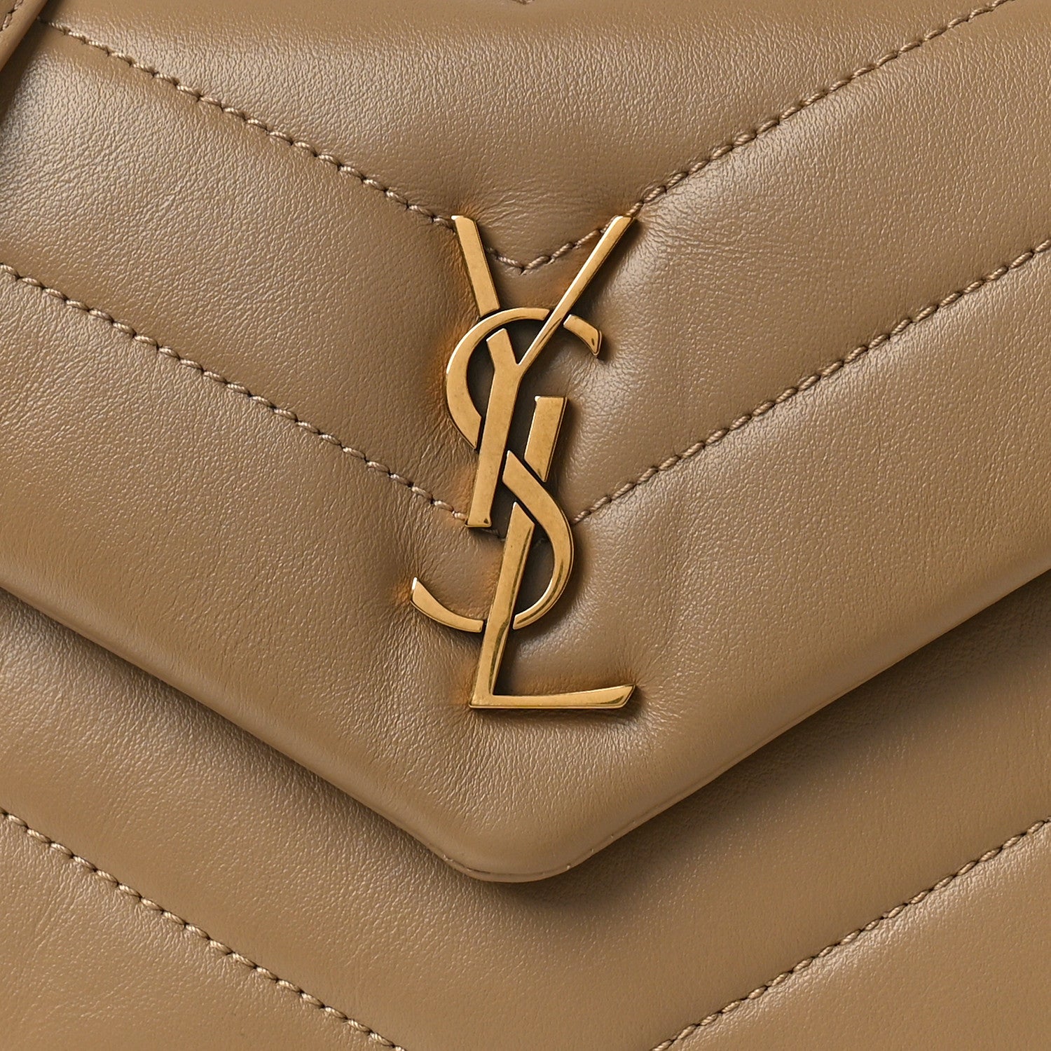 Saint Laurent Calfskin Y Quilted Monogram Toy Loulou Crossbody Bag Dark Latte 9 of 12