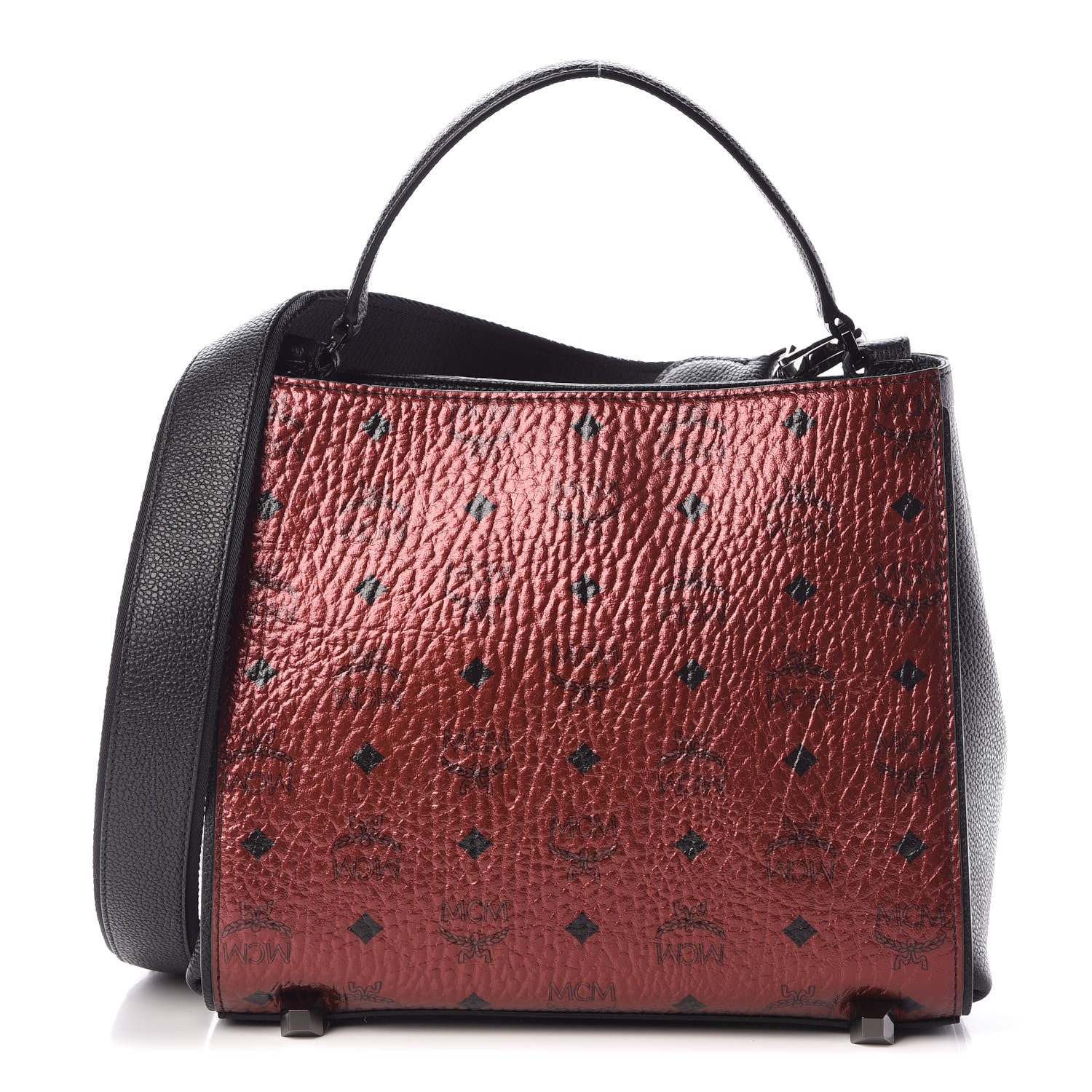 MCM Metallic Visetos Small Corina Shoulder Bag Scooter Red 1 of 7