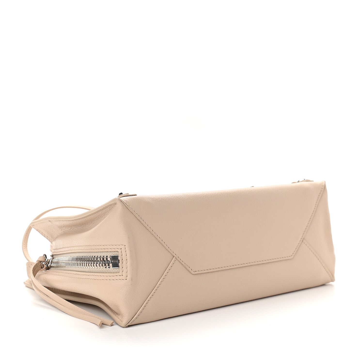 Grained Calfskin Papier Mini A4 Zip Around Tote Light Beige