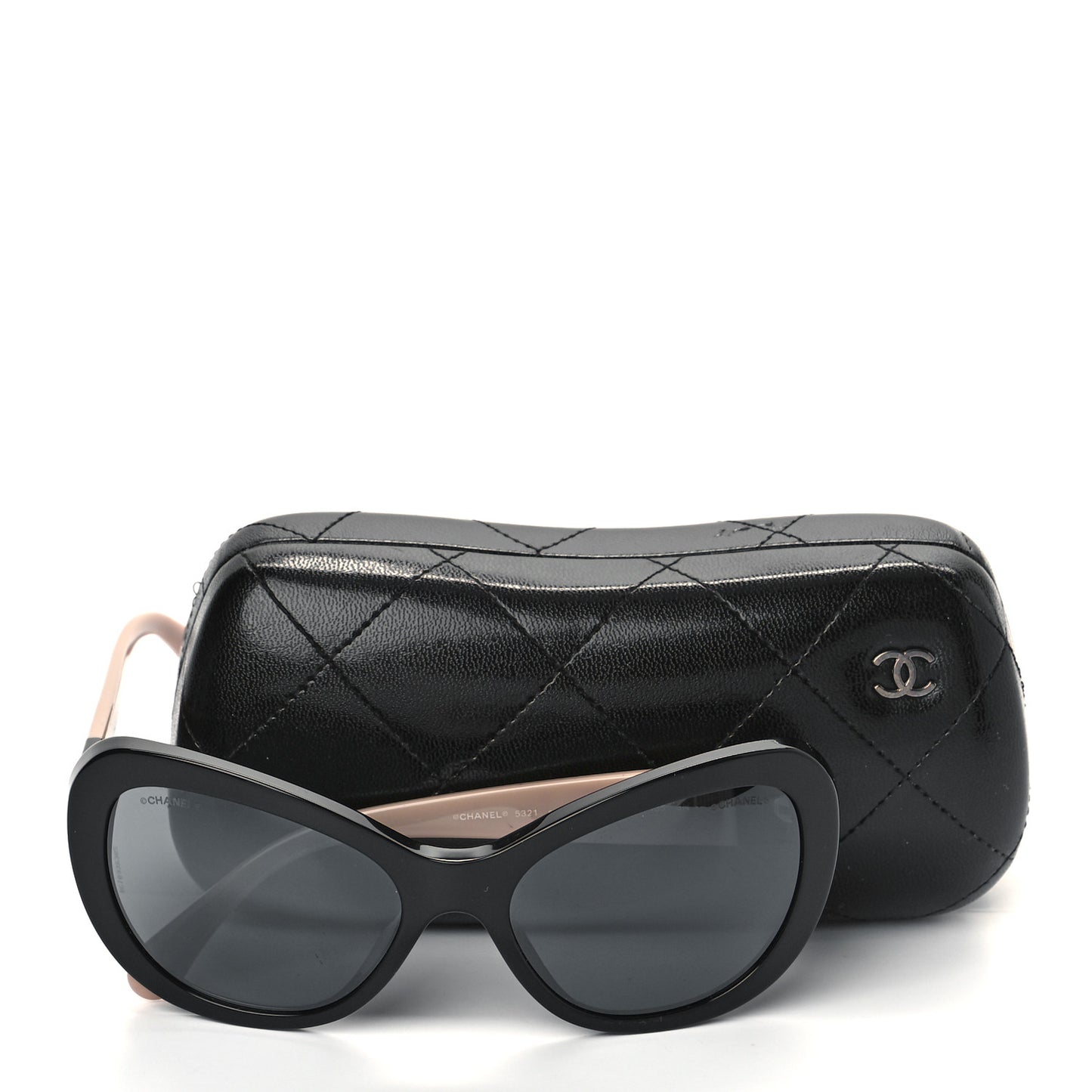 Acetate Cat Eye Sunglasses 5321 Black Beige