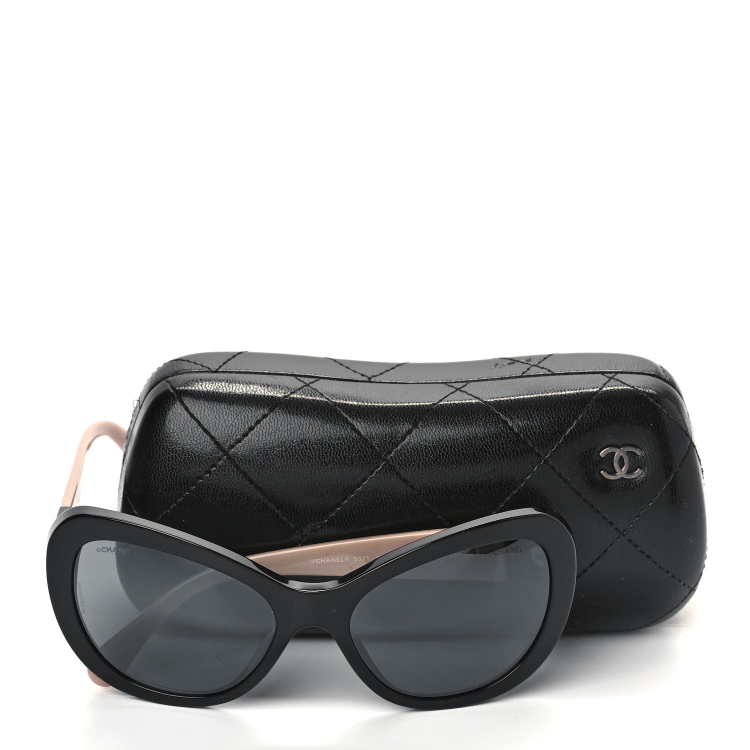 Chanel Acetate Cat Eye Sunglasses 5321 Black Beige 7 of 7