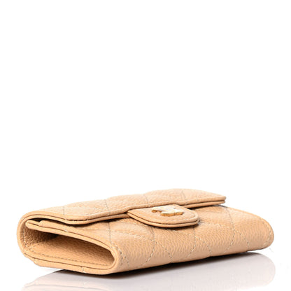 Chanel Caviar Quilted Flap Card Holder Wallet Beige 3 of 4