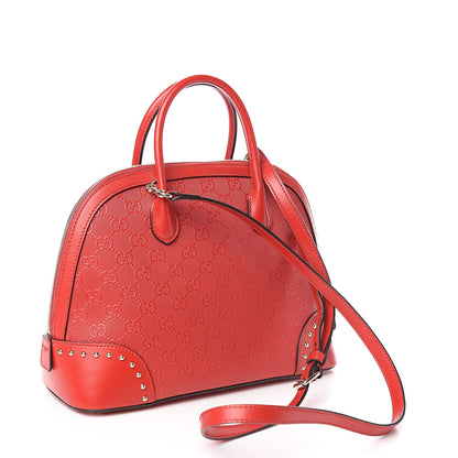 Gucci HIlary Lux GG Monogram Embossed Studded Top Handle Dome Bag Tobasco 3 of 14