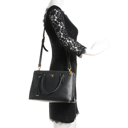 Prada Saffiano Lux Small Double Zip Tote Nero Black 2 of 10