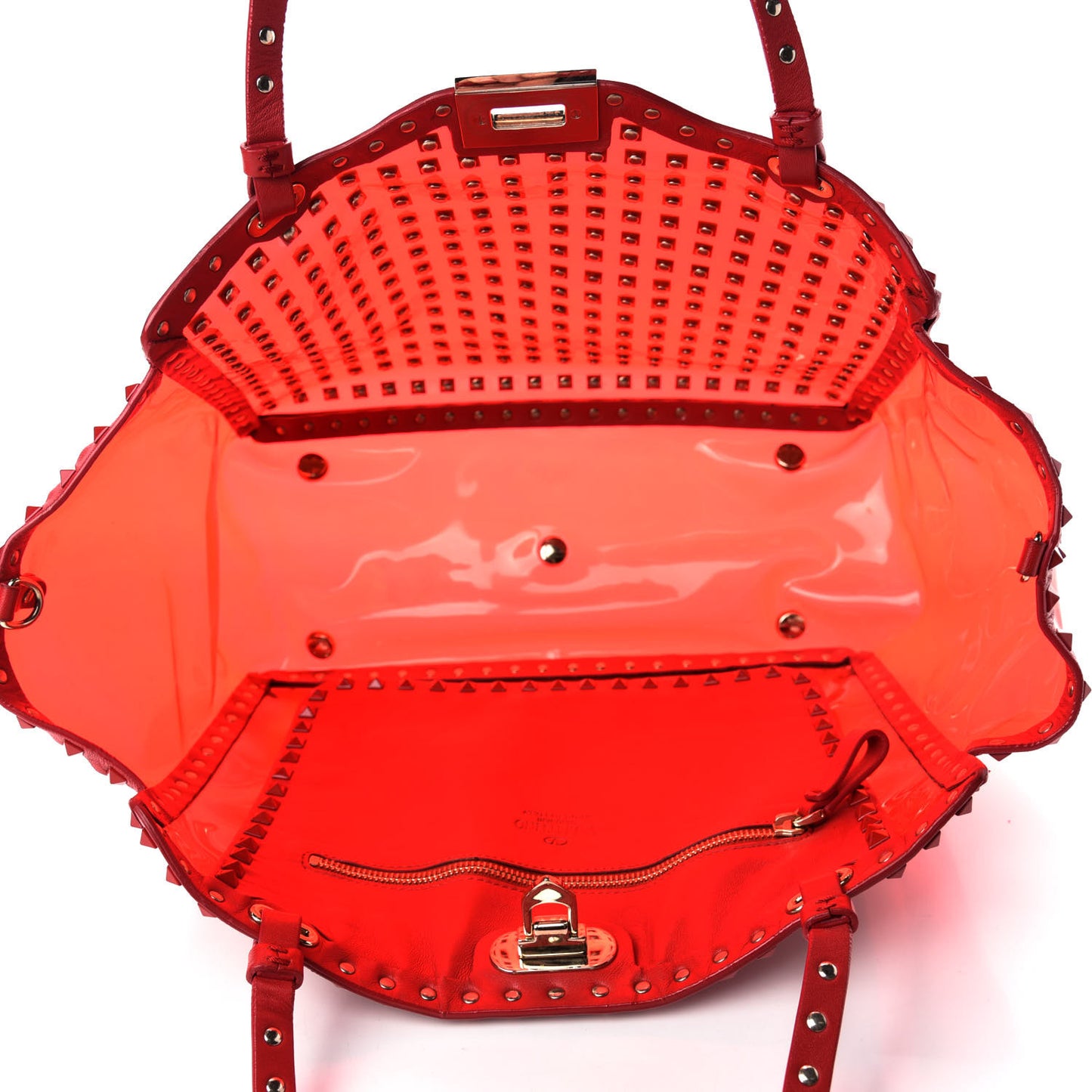 PVC Nappa Medium Rockstud Tote Red