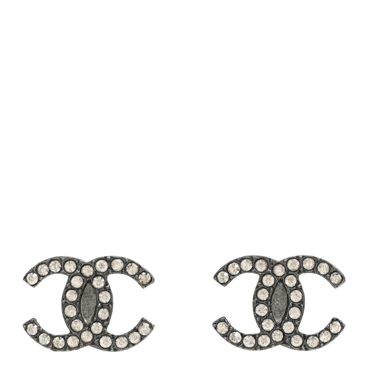Ruthenium Crystal CC Stud Earrings