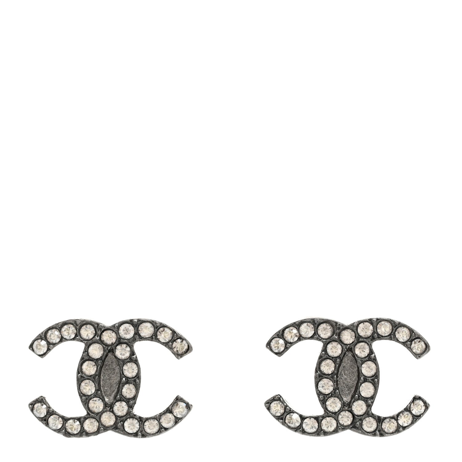 Chanel Ruthenium Crystal CC Stud Earrings 1 of 5