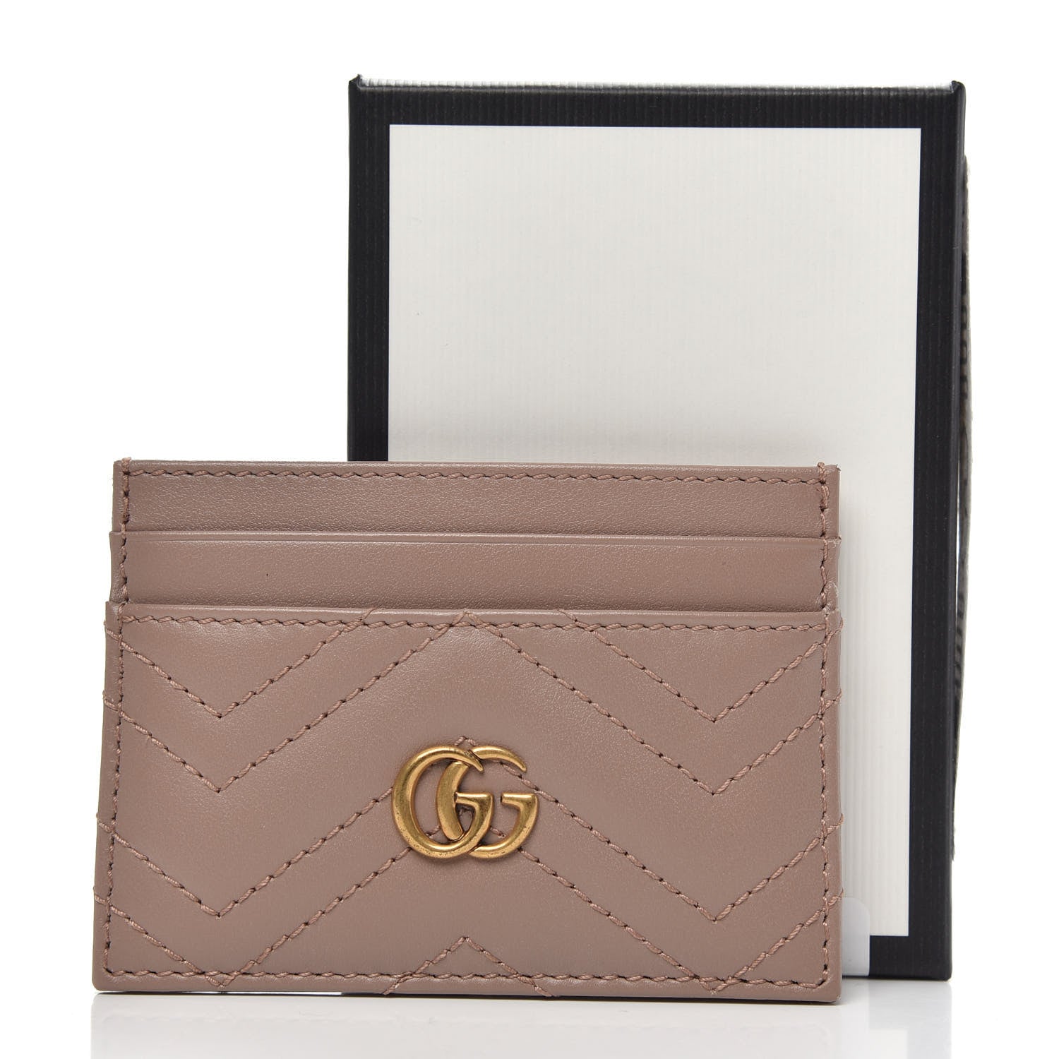 Gucci Calfskin Matelasse GG Marmont Card Holder Porcelain Rose 6 of 6