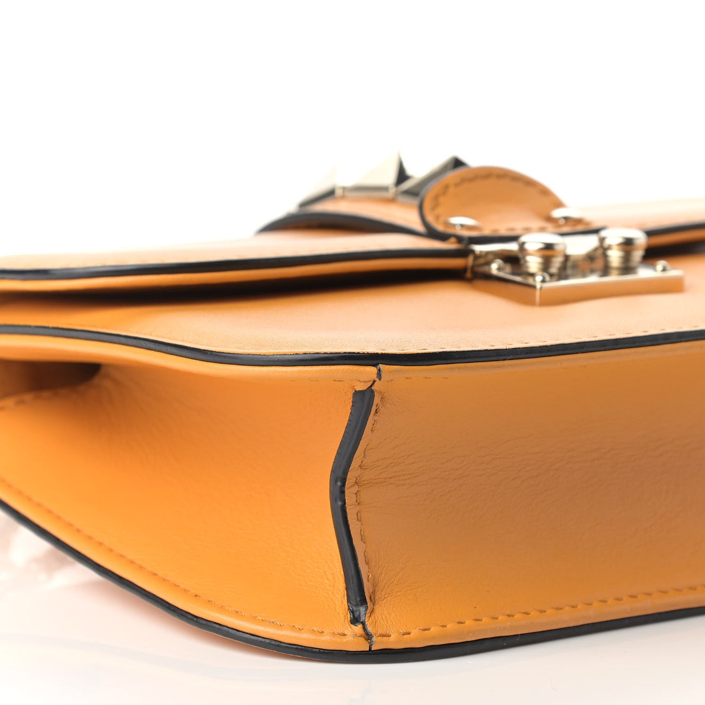 Vitello Small Glam Lock Rockstud Flap Mandarin Sorbet