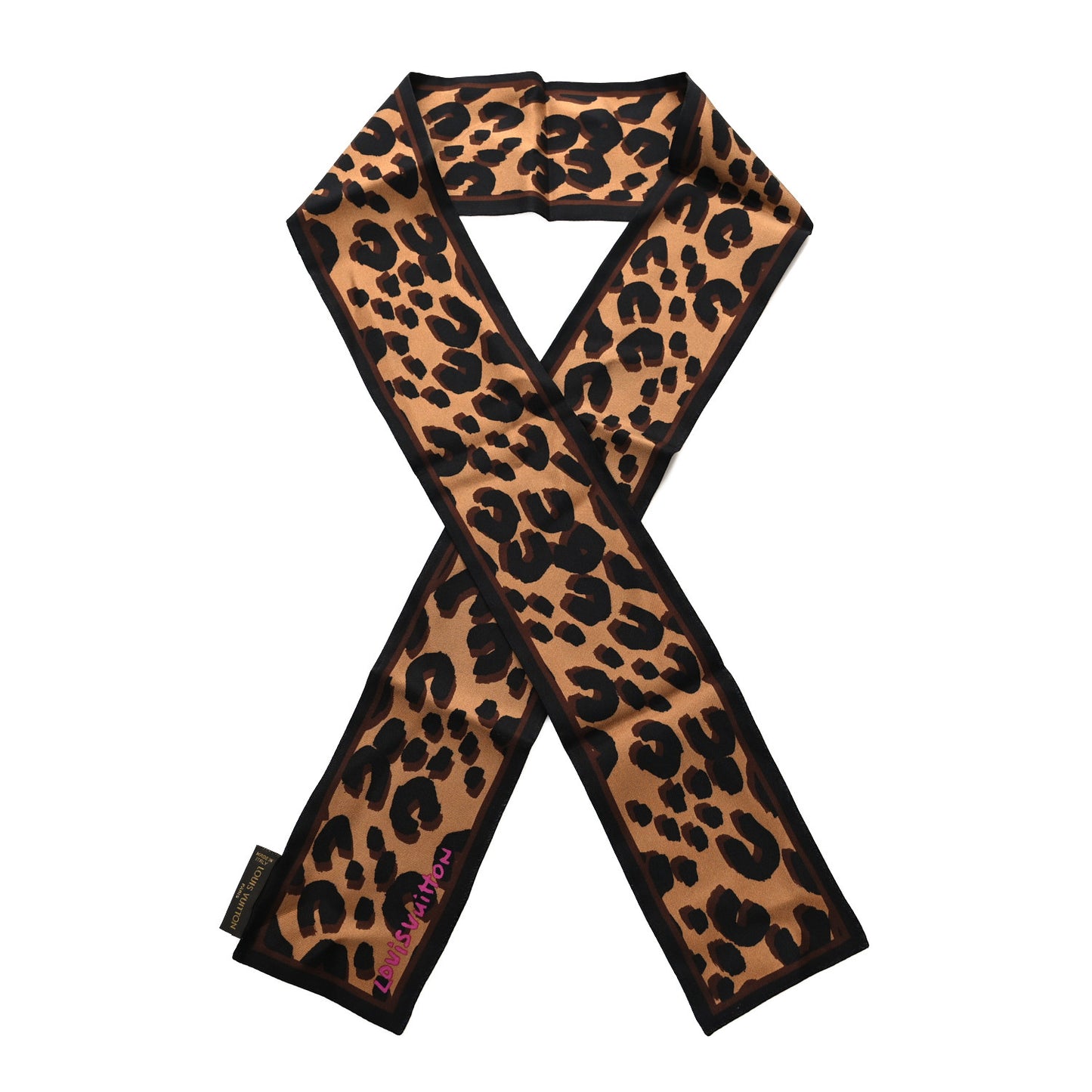Silk Leopard Bandeau Scarf Marron