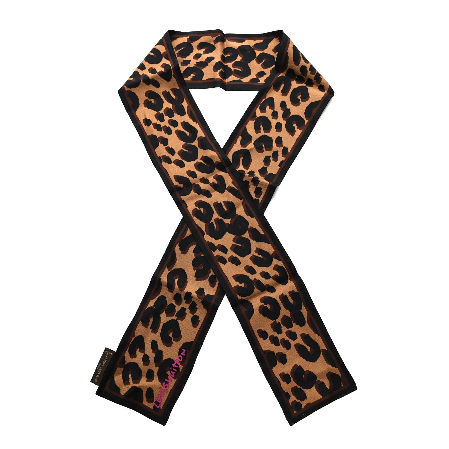 Louis Vuitton Silk Leopard Bandeau Scarf Marron 1 of 3