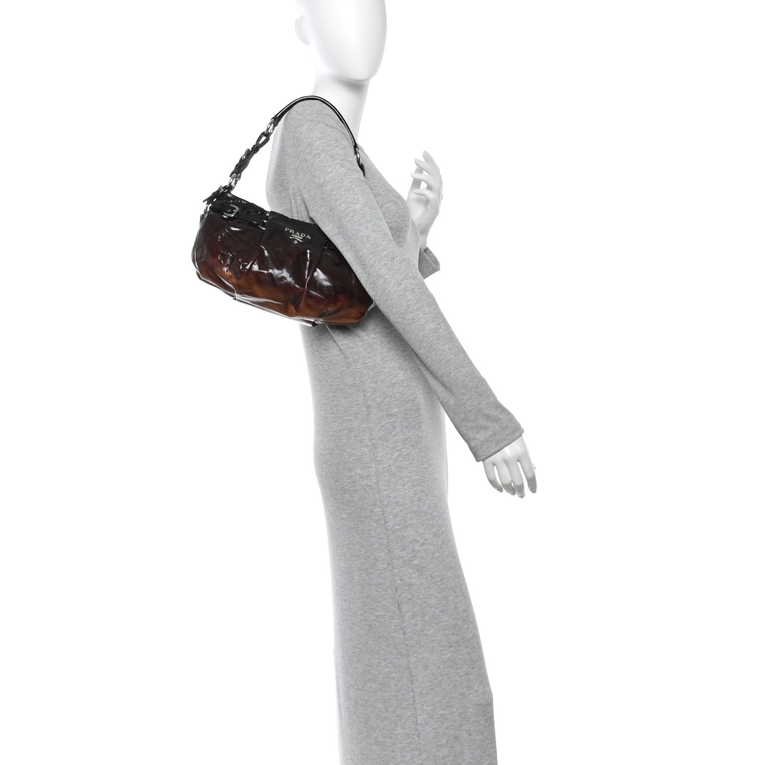 Prada Vernice Sfumata Shoulder Bag Black Nudo 2 of 9
