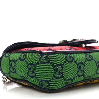Gucci Monogram Multicolor Matelasse Diagonal Super Mini GG Marmont Shoulder Bag Pink Blue Red Yellow Green 8 of 10