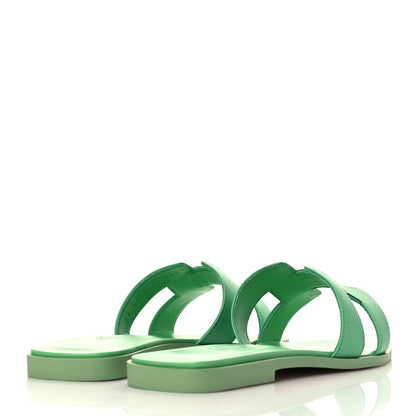 Hermes Epsom Oran Sandals 39.5 Vert Pomme 4 of 8