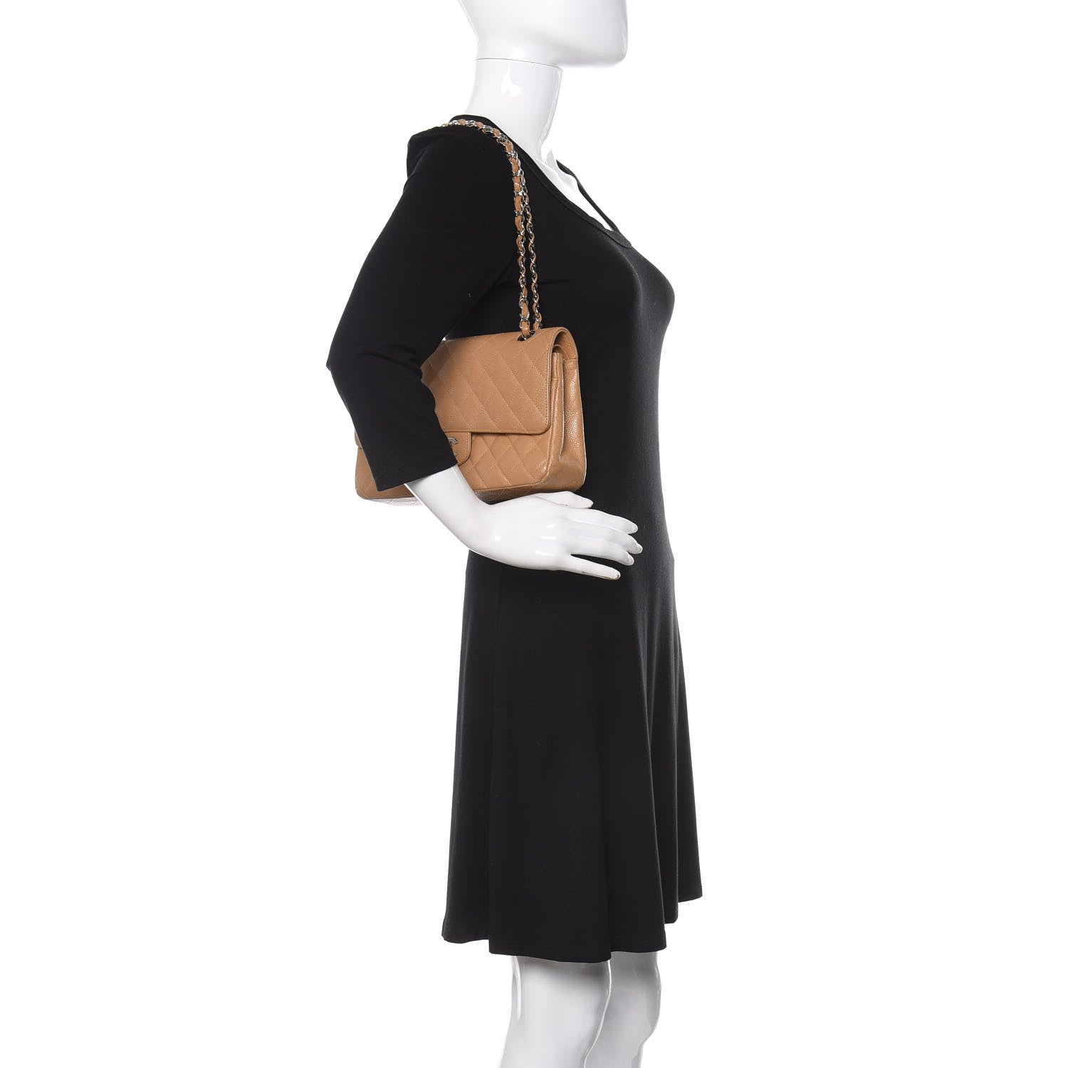Chanel Caviar Quilted Medium Double Flap Beige 2 of 18