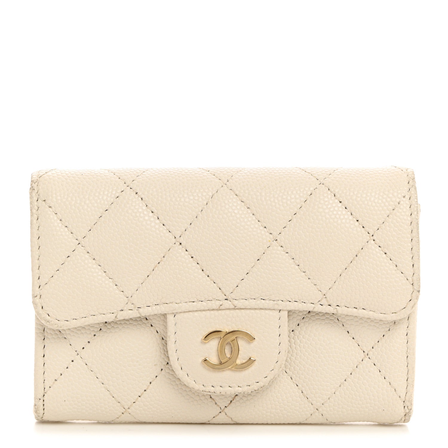Chanel Caviar Quilted Flap Card Holder Wallet White 1 of 12