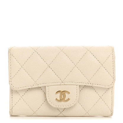 Chanel Caviar Quilted Flap Card Holder Wallet White 1 of 12