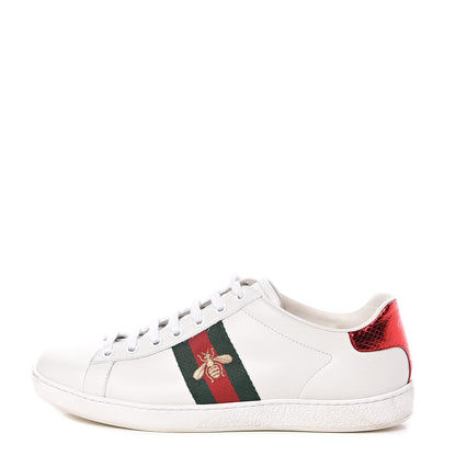 Gucci Calfskin Ayers Bee Embroidered Womens Ace Sneakers 39 White Green 1 of 12