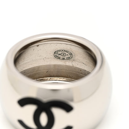 Chanel CC Heart Ring 53 6.5 Silver Black 4 of 4