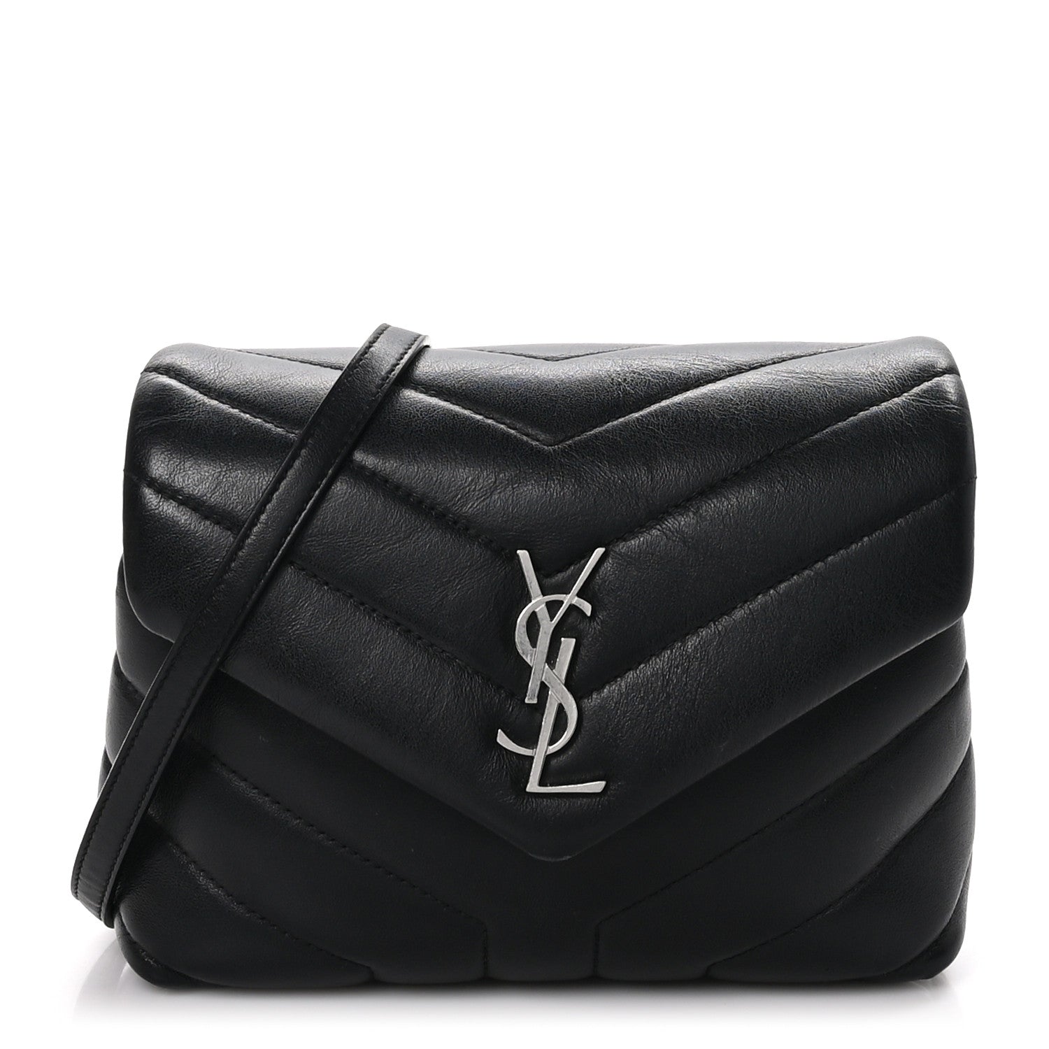 Saint Laurent Calfskin Y Quilted Monogram Toy Loulou Crossbody Bag Black 1 of 9
