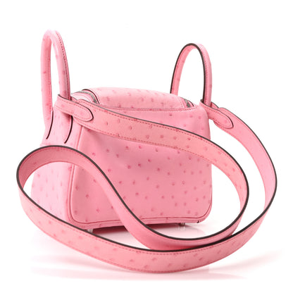Hermes Ostrich Mini Lindy 20 Rose Bubblegum 3 of 10