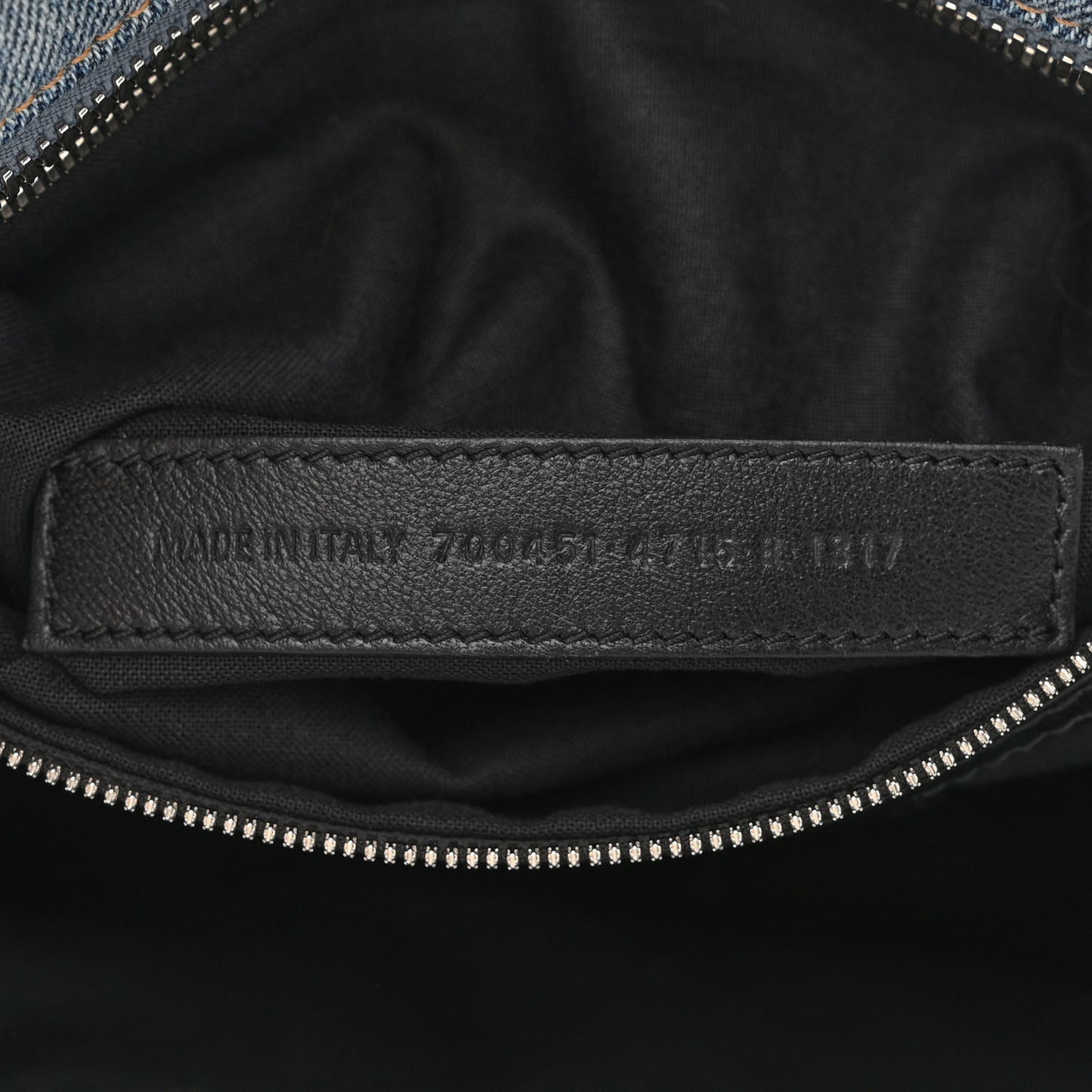 Washed Frayed Denim Crystal Neo Cagole City Handbag Blue