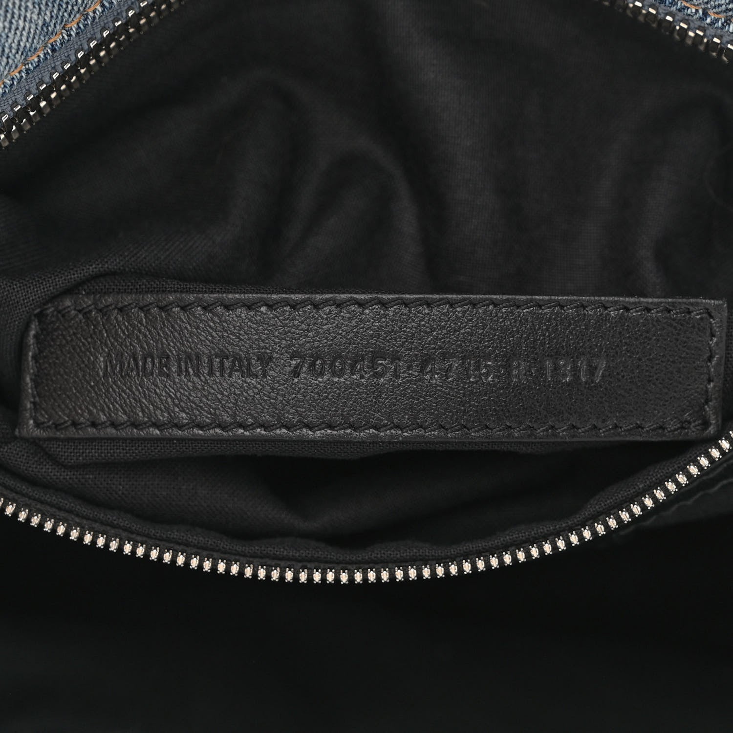 Balenciaga Washed Frayed Denim Crystal Neo Cagole City Handbag Blue 8 of 13