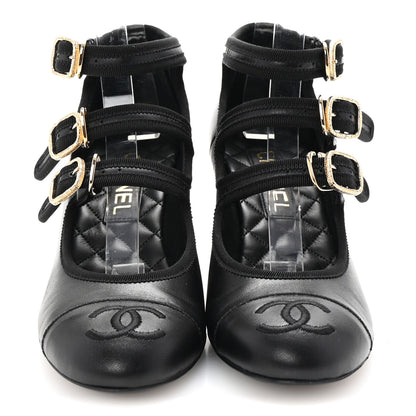 Chanel Lambskin Mary Jane Pumps 37 Black 3 of 10