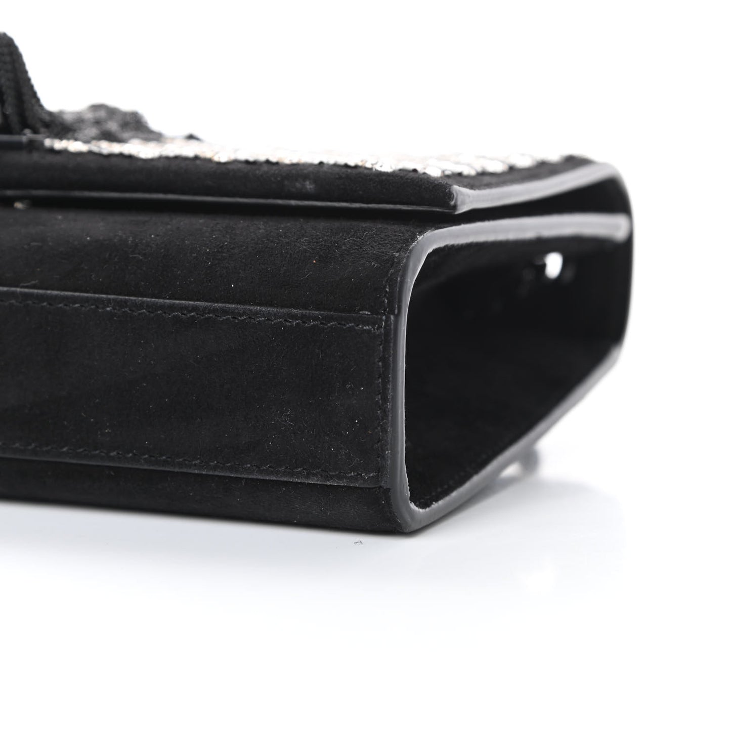 Suede Crystal Small Classic Monogram Kate Satchel Black