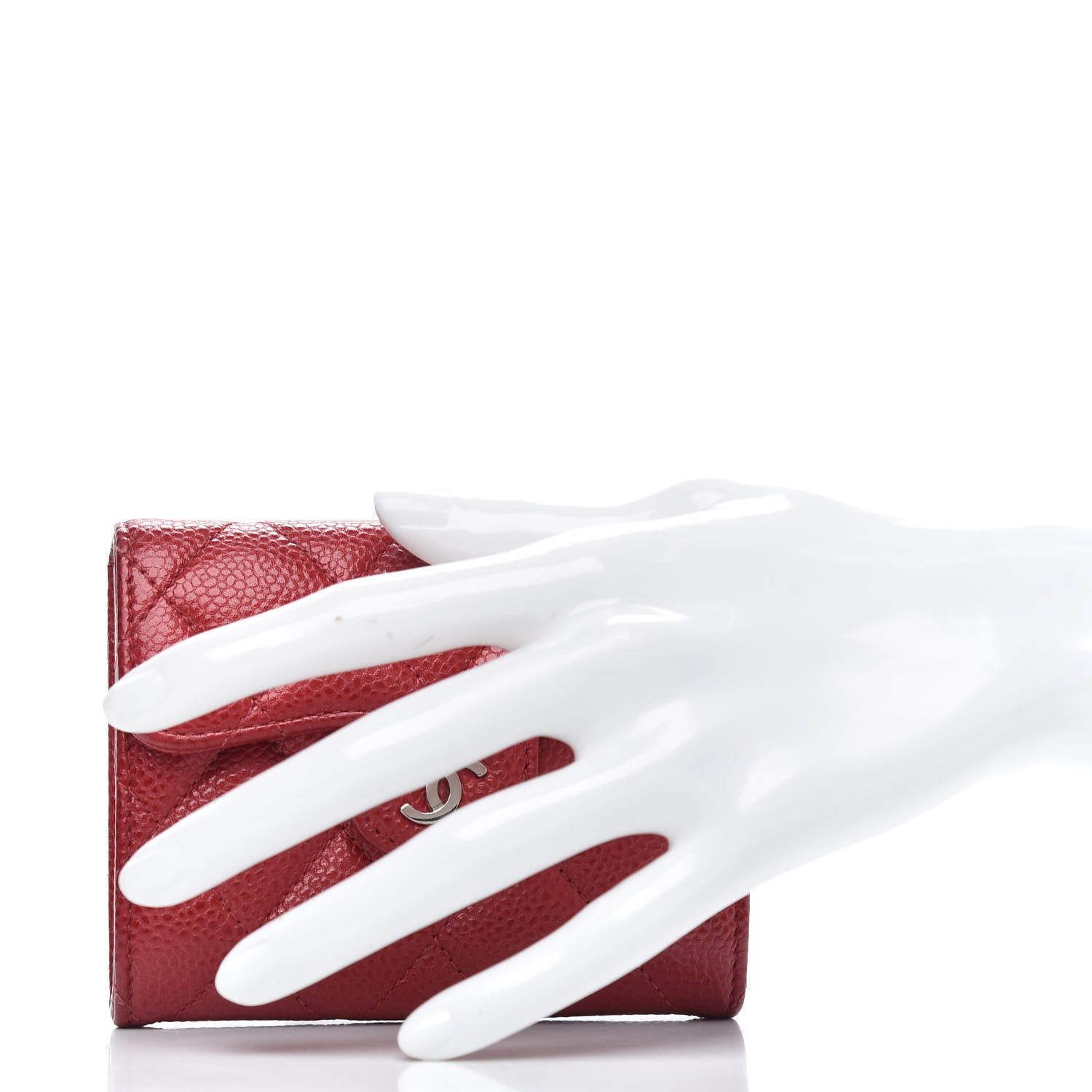 Chanel Caviar Quilted Flap Card Holder Wallet Red 2 of 10