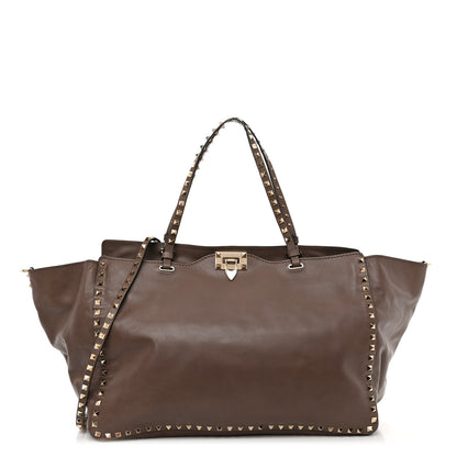 Valentino Garavani Vitello Large Rockstud Tote Brown 1 of 10