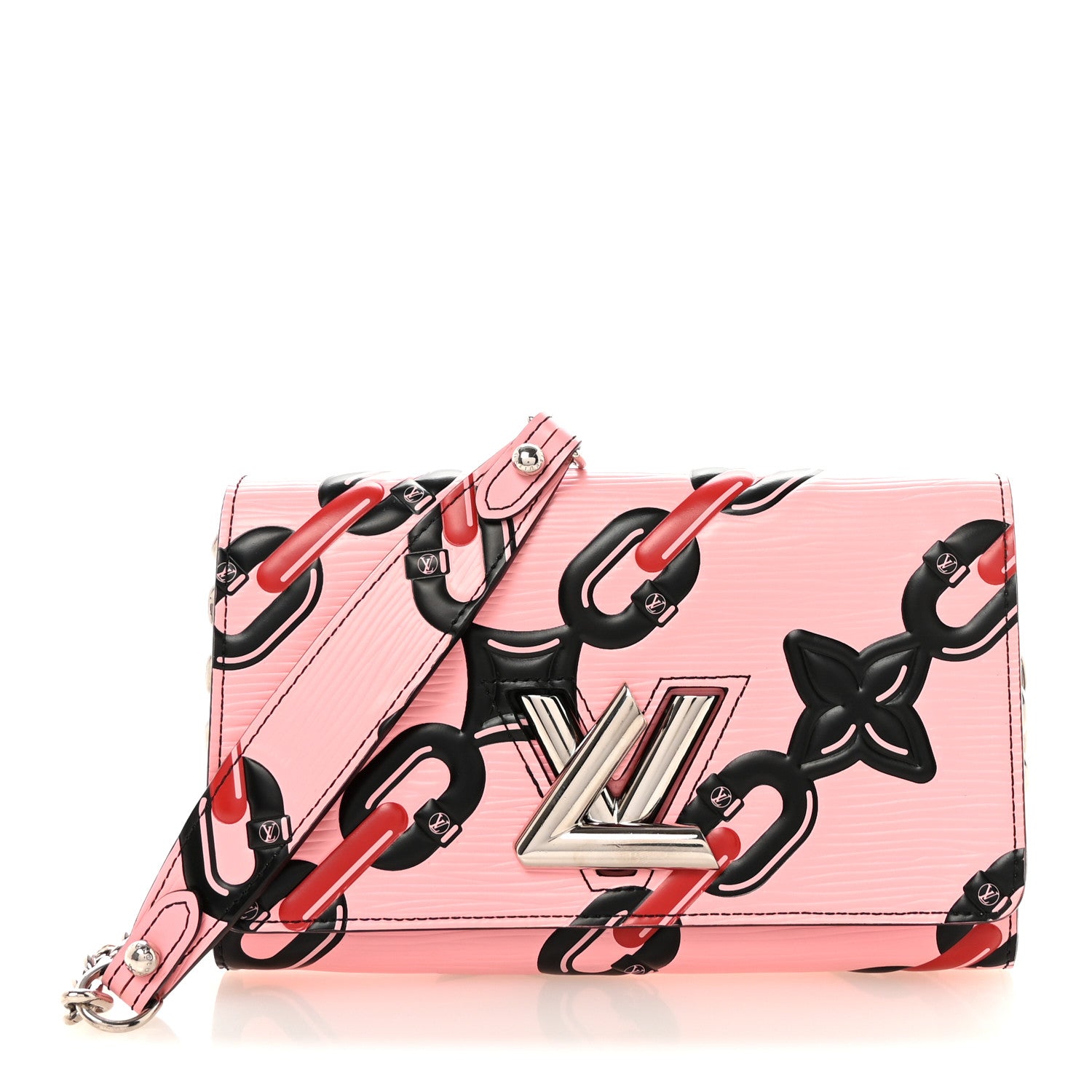 Louis Vuitton Epi Chain Flower Print Twist Chain Wallet Pink 1 of 9