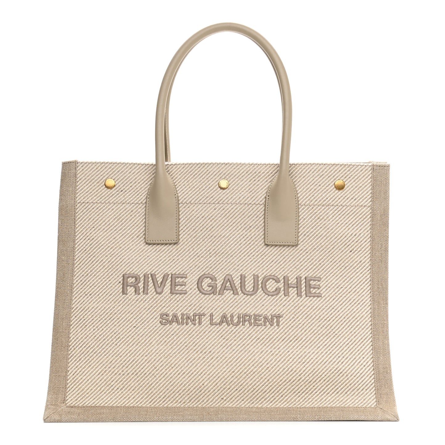 Linen Calfskin Small Rive Gauche Tote Beige Sea Salt