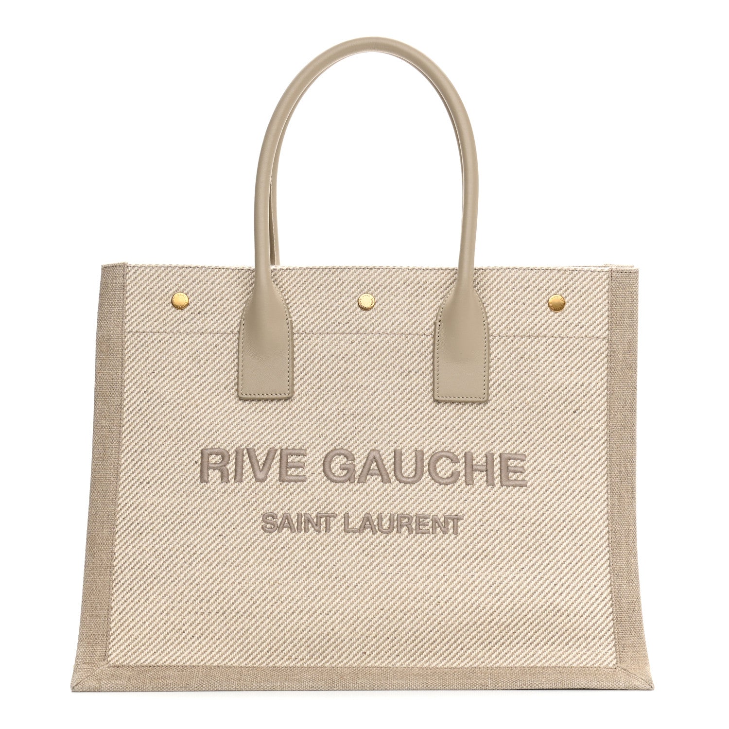 Saint Laurent Linen Calfskin Small Rive Gauche Tote Beige Sea Salt 1 of 10