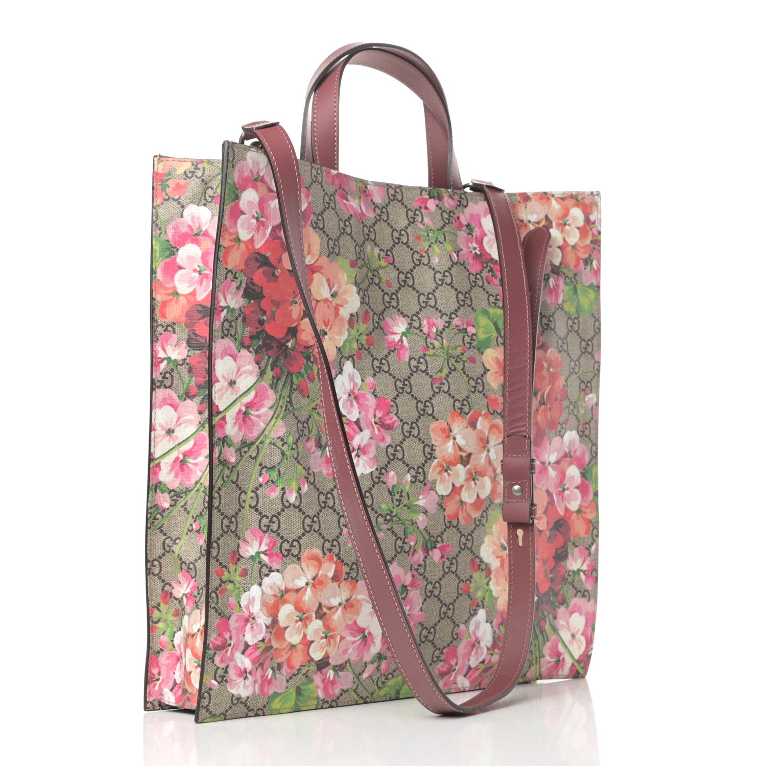 Gucci Soft GG Supreme Monogram Blooms Vertical Tote Beige Multicolor Dry Rose 3 of 10