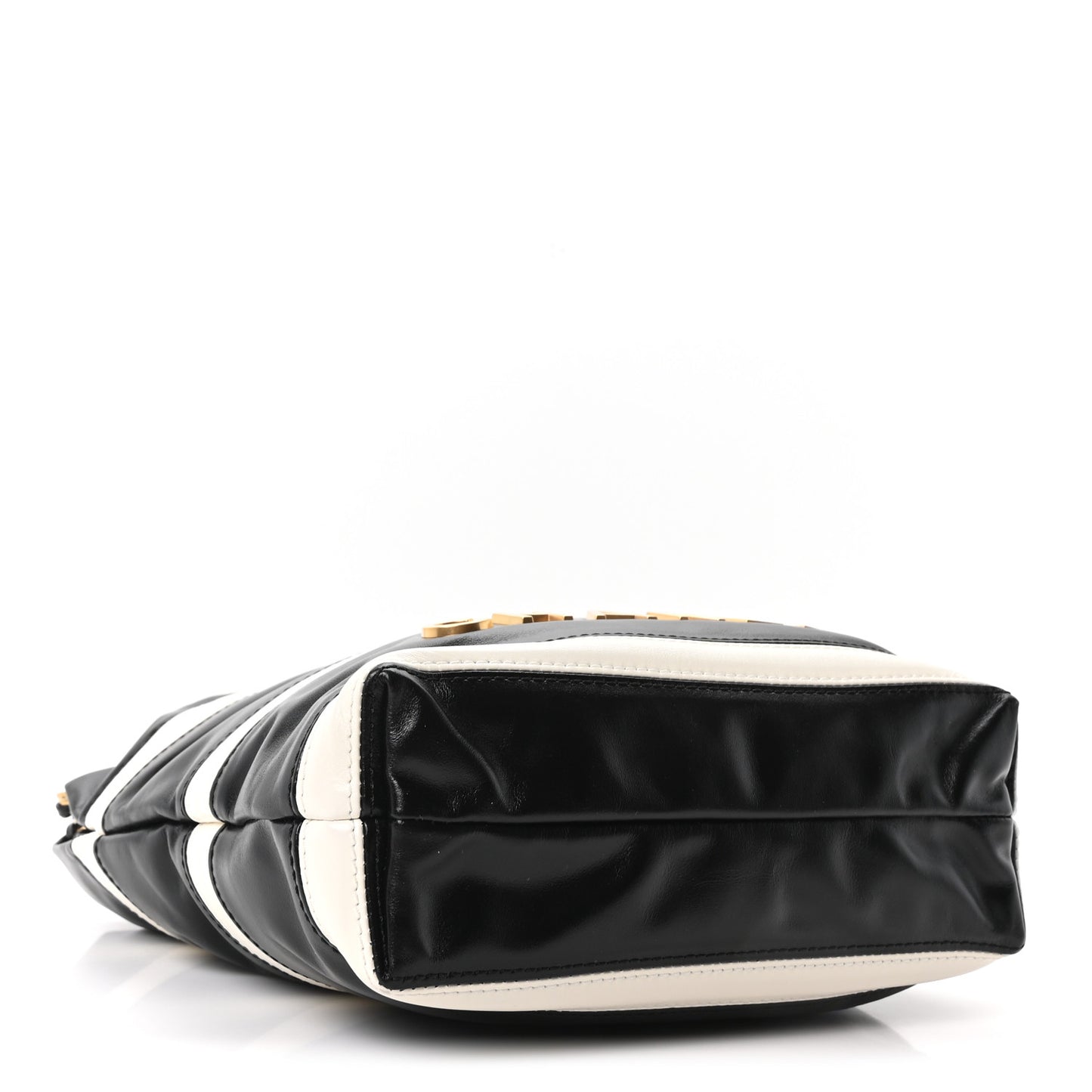 Shiny Calfskin Striped Mini Chanel 22 Black White