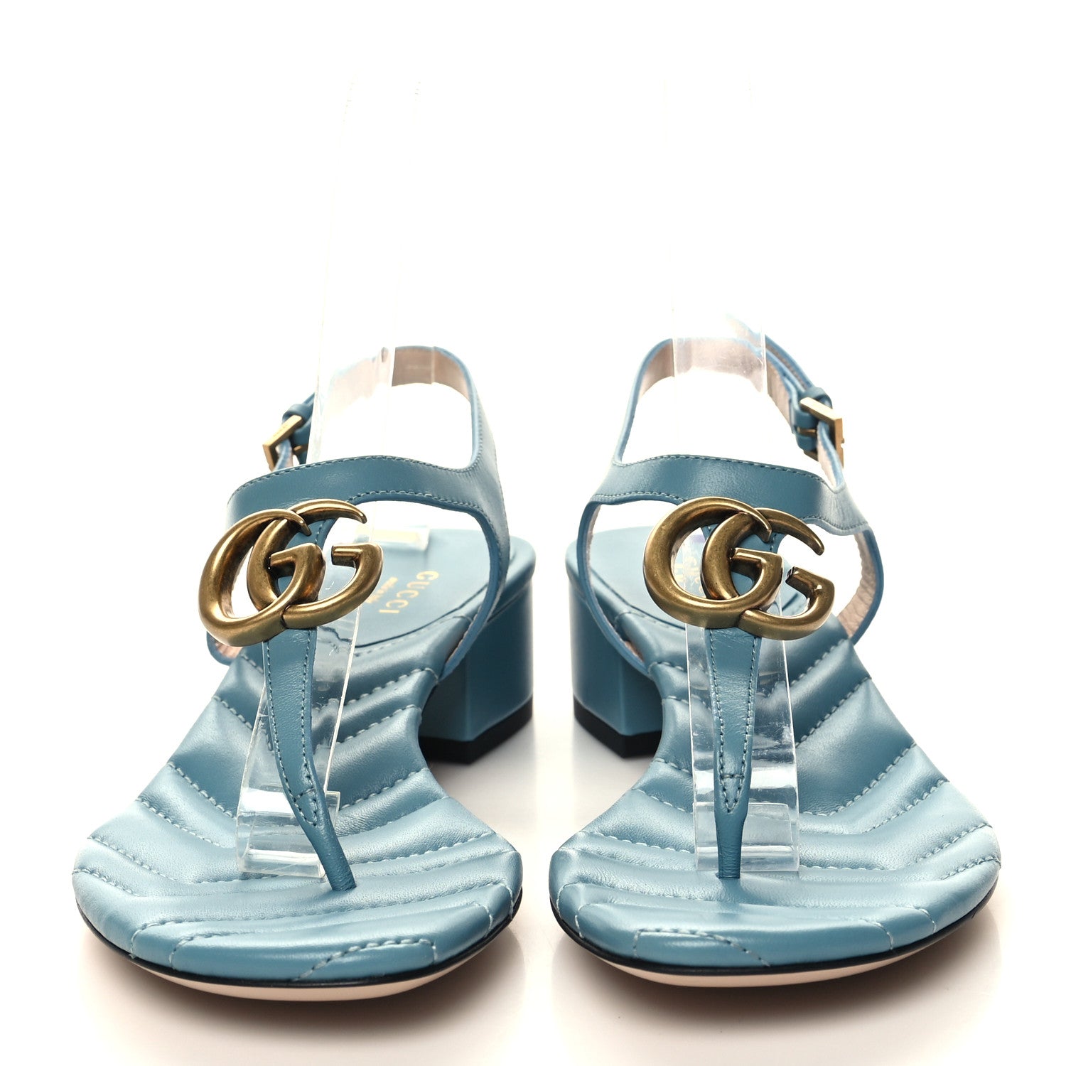 Gucci Nappa Matelasse Double G 35mm Thong Sandals 35.5 Sweet Blue 2 of 7