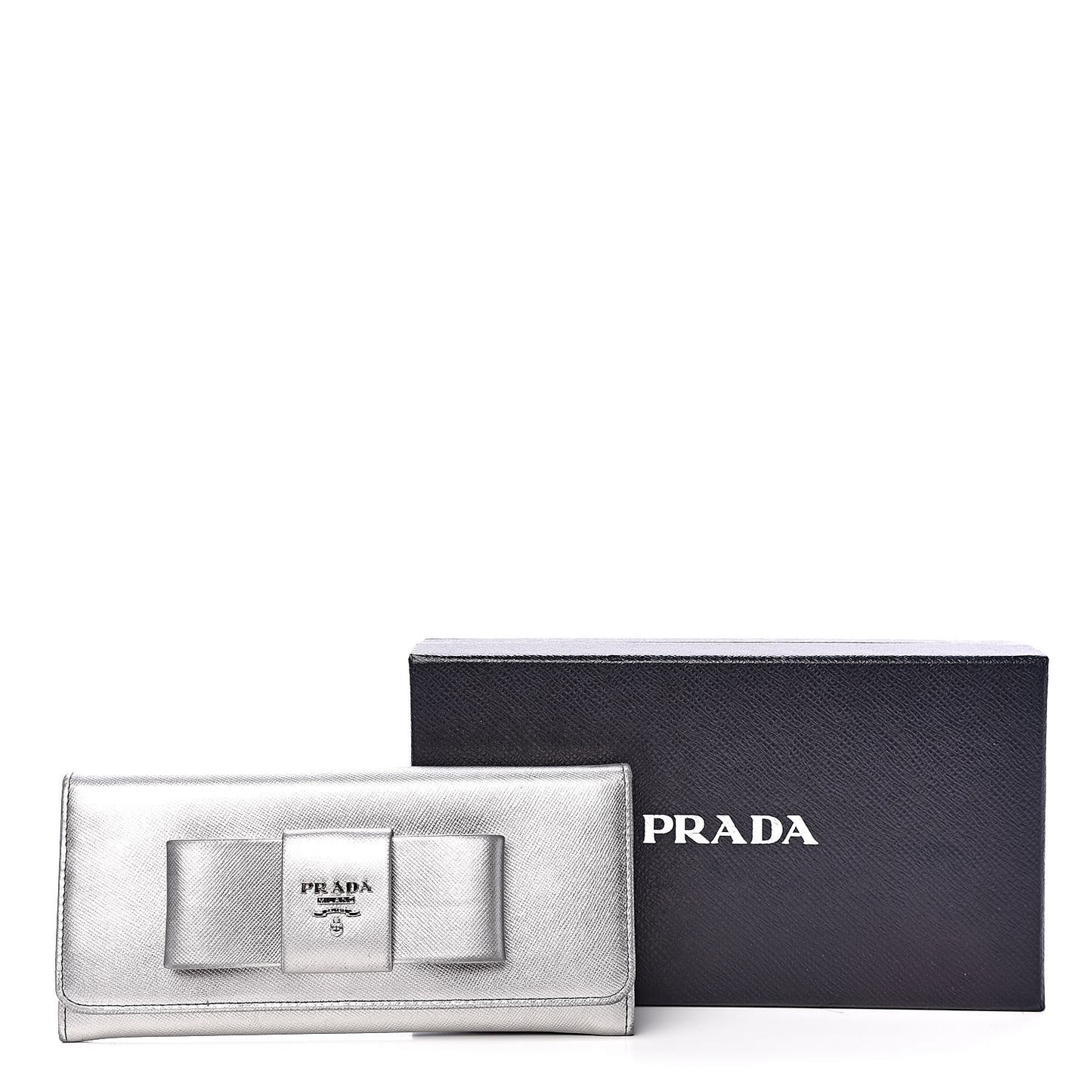 Saffiano Fiocco Bow Continental Wallet Cromo