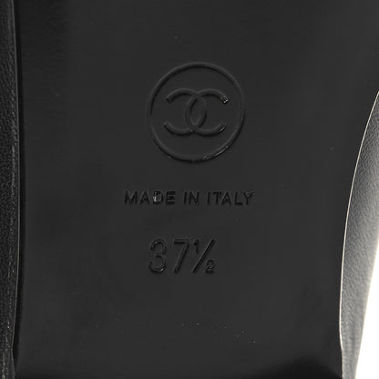 Chanel Lambskin Patent CC Cap Toe Ballerina Flats 37.5 Black 6 of 9